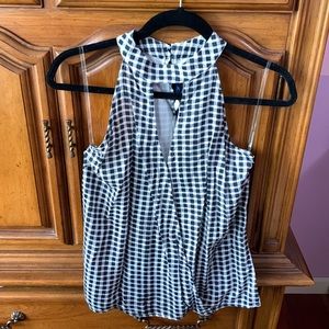 NWT Francesca’s Blue Rain Plaid Halter Tank Top